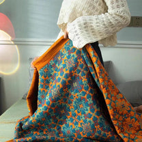 Organic Cotton Blue Patterned Reversible Quilt