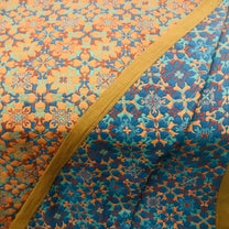 Organic Cotton Blue Patterned Reversible Quilt