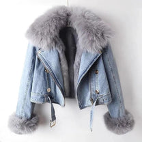 Organic Denim Jacket With Ultra-Fine Fur Lining