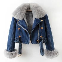 Organic Denim Jacket With Ultra-Fine Fur Lining