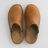 Orthopaedic Leather Slippers With Arch Support And Cushioned Insoles