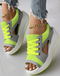Orthopedic Lace-Up Cutout Sandals With Cushioned Footbed