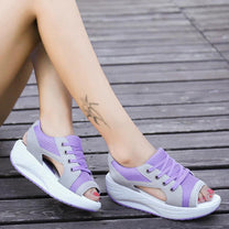 Orthopedic Lace-Up Cutout Sandals With Cushioned Footbed