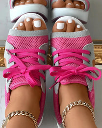 Orthopedic Lace-Up Cutout Sandals With Cushioned Footbed