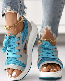 Orthopedic Lace-Up Cutout Sandals With Cushioned Footbed