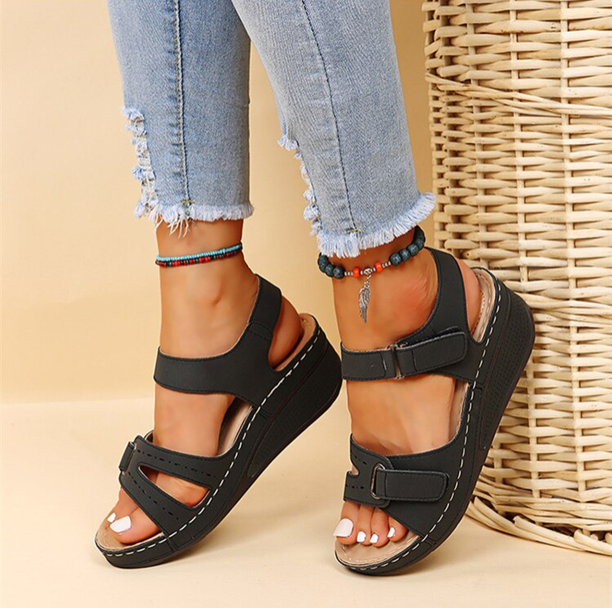 Orthopedic Sandals With Velcro Closure For Comfort