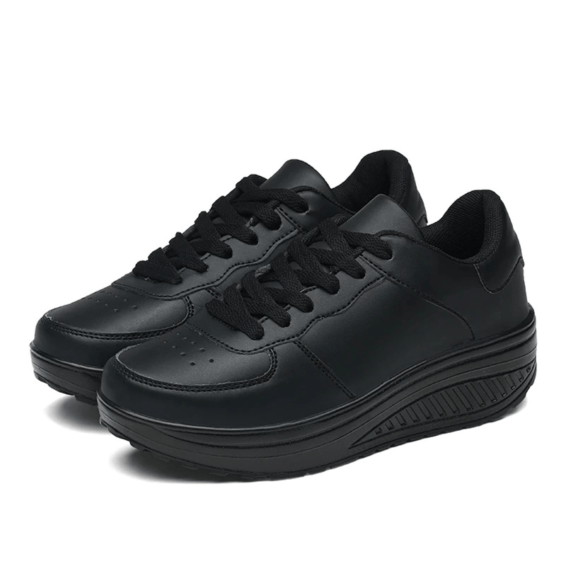 Orthopedic Women&#39;s Black Leather Sneakers