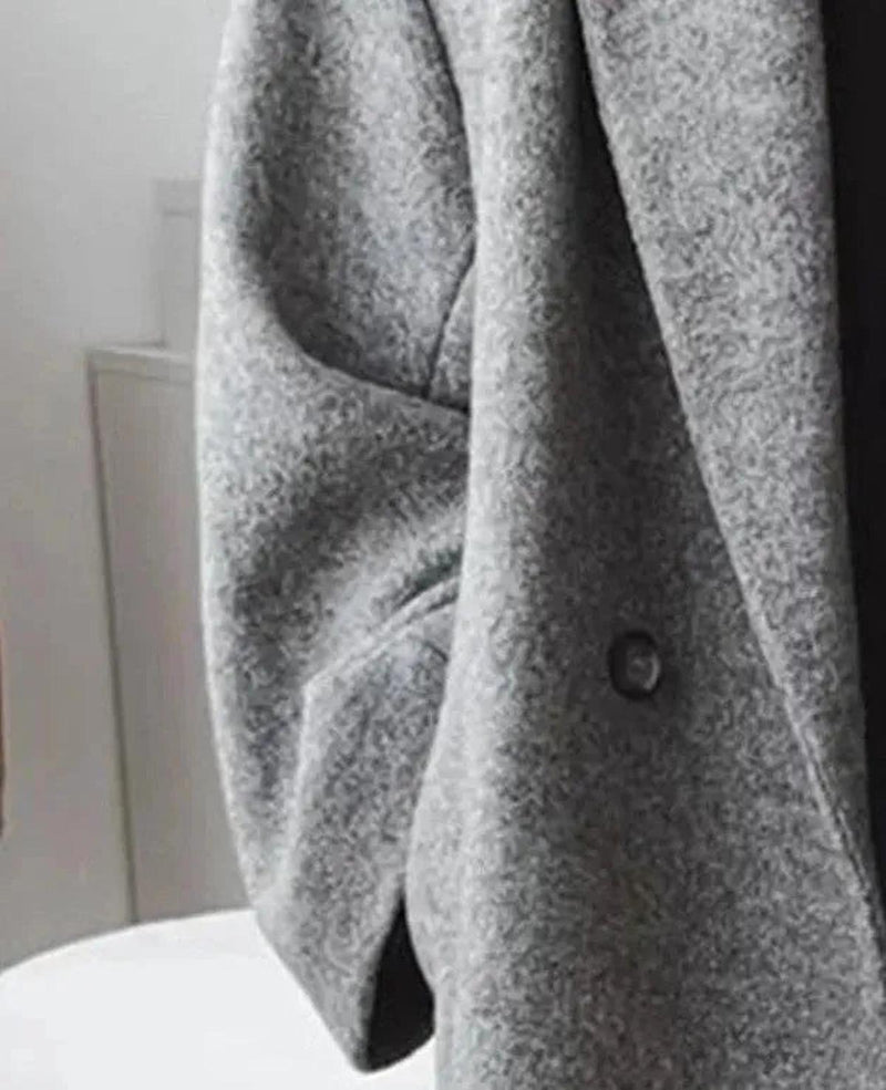 Oversize Women&#39;s Cashmere Coat With Lapel Collar