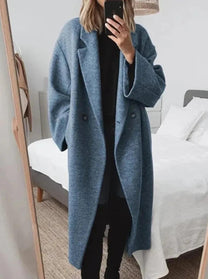 Oversize Women&#39;s Cashmere Coat With Lapel Collar