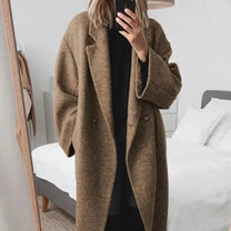 Oversize Women&#39;s Cashmere Coat With Lapel Collar