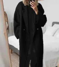 Oversize Women&#39;s Cashmere Coat With Lapel Collar