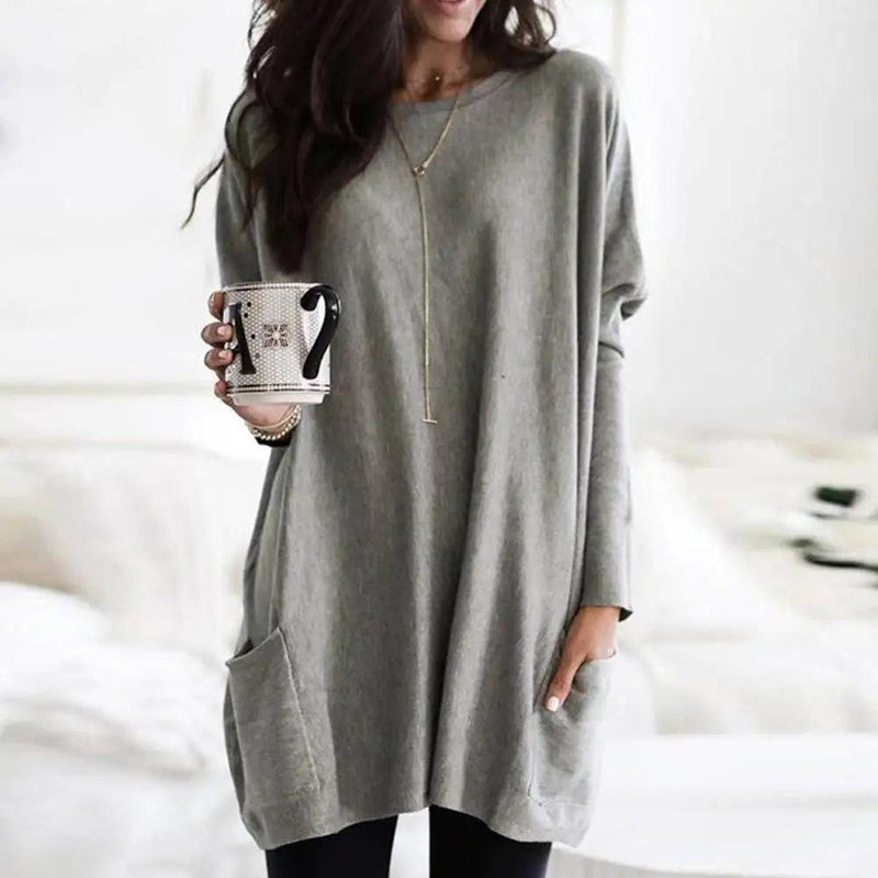 Oversized Cotton Blend Crew Neck Sweater Herwick