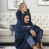 Oversized Flannel Fleece Blanket Hoodie For Men And Women