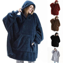 Oversized Flannel Fleece Blanket Hoodie For Men And Women
