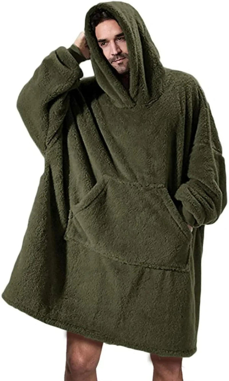 Oversized Flannel Fleece Blanket Hoodie For Men And Women