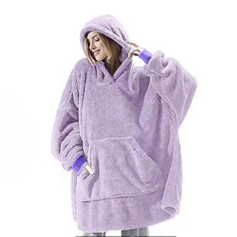 Oversized Flannel Fleece Blanket Hoodie For Men And Women