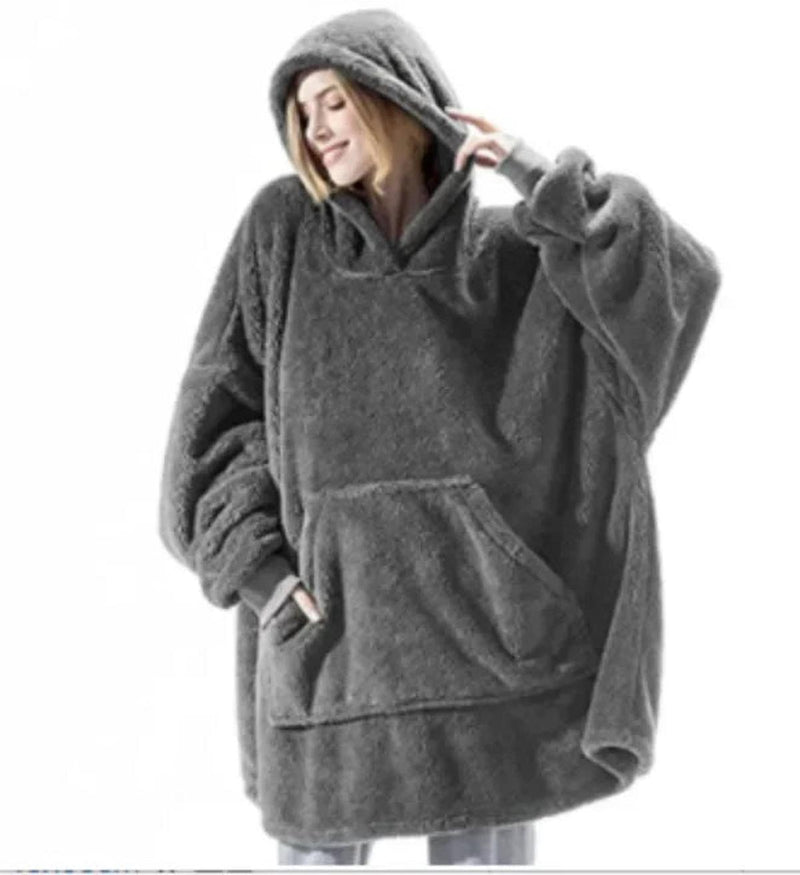 Oversized Flannel Fleece Blanket Hoodie For Men And Women