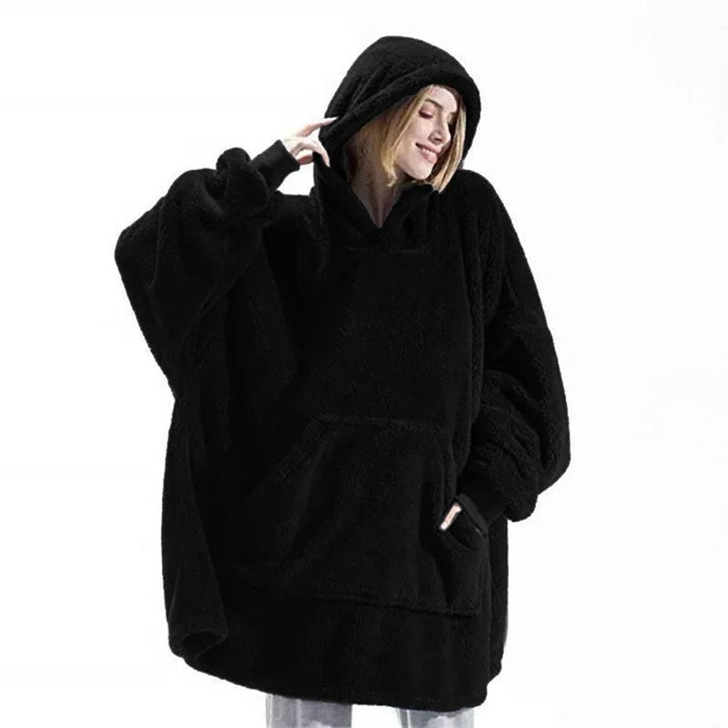 Oversized Flannel Fleece Blanket Hoodie For Men And Women