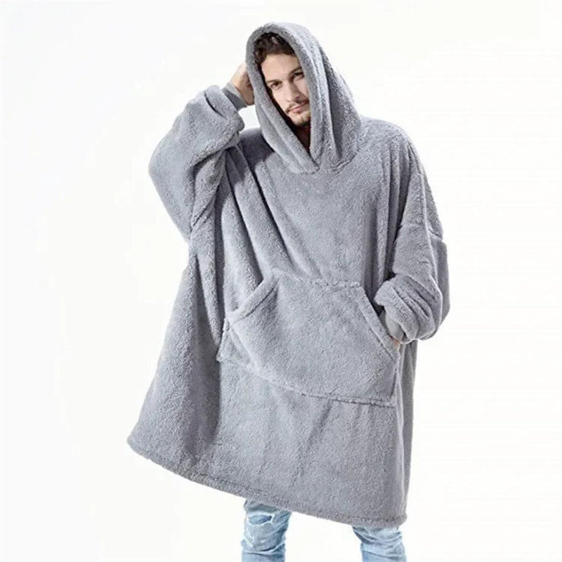 Oversized Flannel Fleece Blanket Hoodie For Men And Women