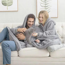 Oversized Flannel Fleece Blanket Hoodie For Men And Women