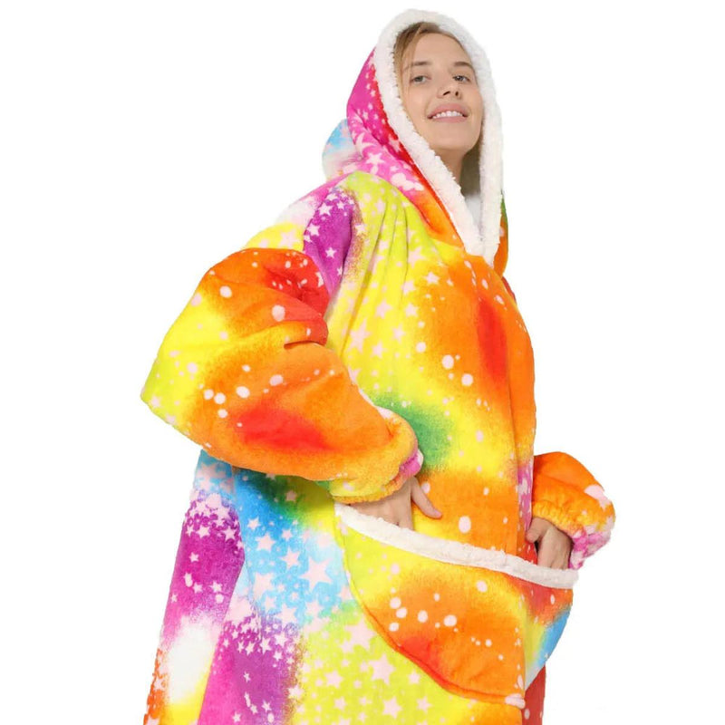 Oversized Fleece Blanket With Hood And Pockets