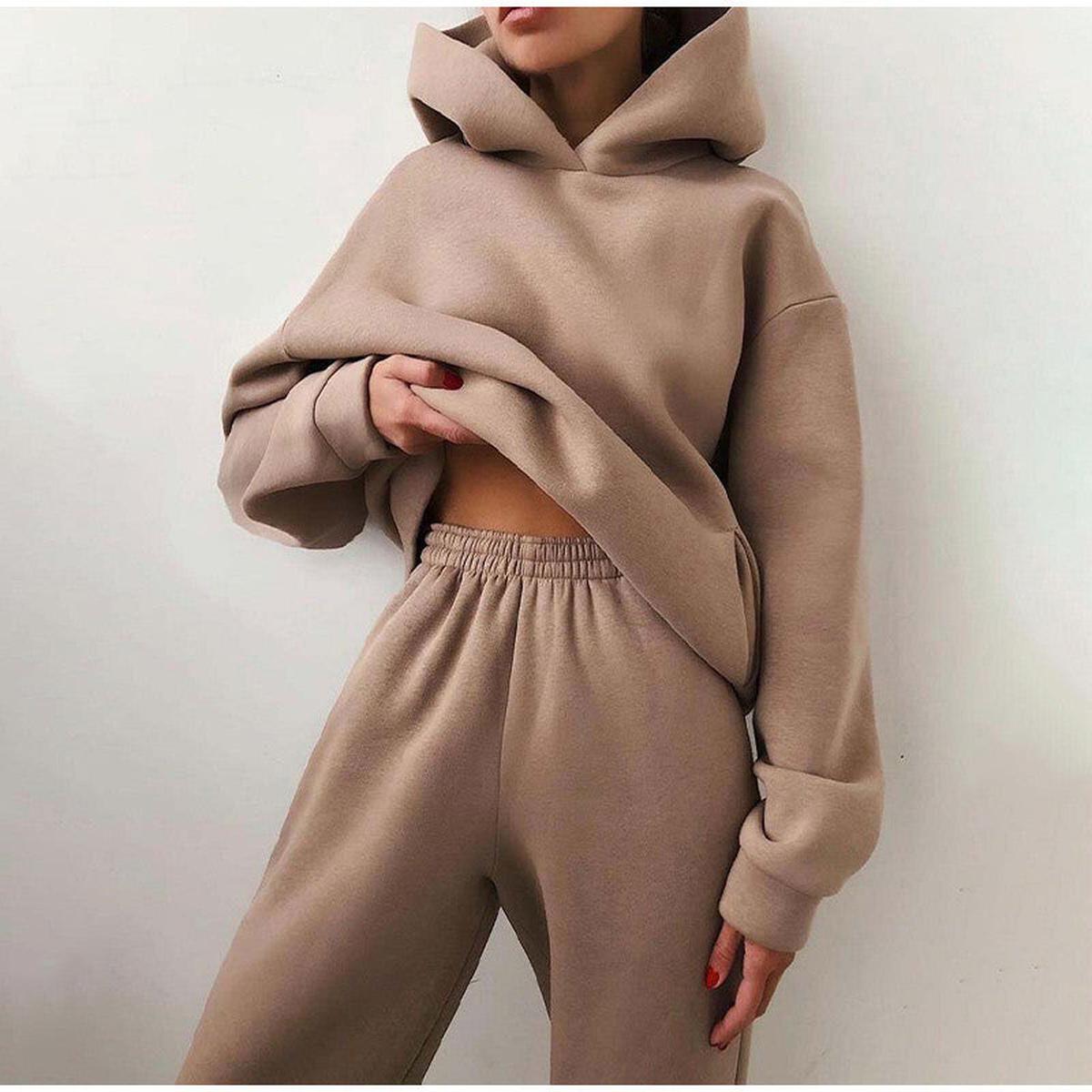 Oversized High-Waist Jogging Suit With Hoodie