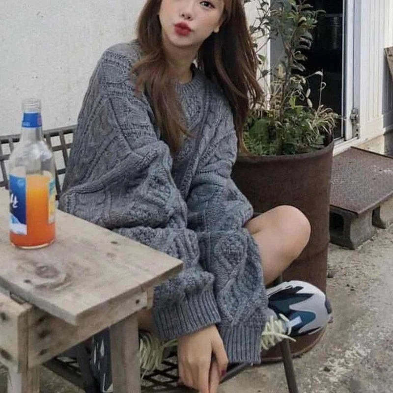 Oversized Knit Sweater For Fall Winter