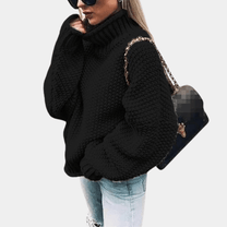 Oversized Knitted Sweater With High Neckline For Women
