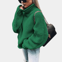 Oversized Knitted Sweater With High Neckline For Women
