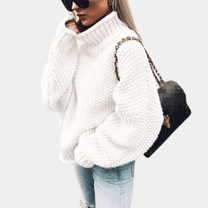 Oversized Knitted Sweater With High Neckline For Women