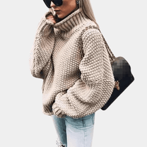 Oversized Knitted Sweater With High Neckline For Women
