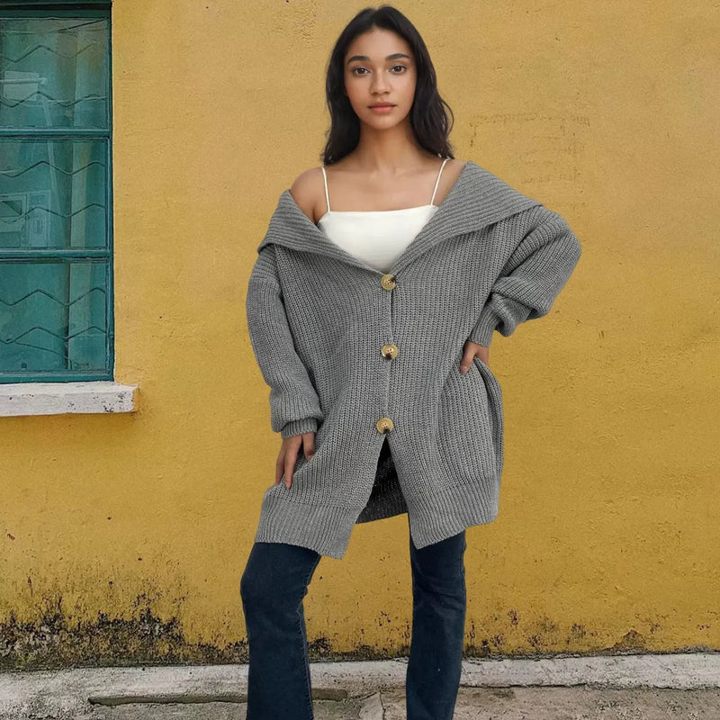 Oversized Knitted Wool Feel Cardigan