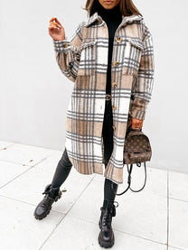 Oversized Plaid Wool Jacket For Women