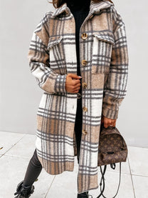 Oversized Plaid Wool Jacket For Women