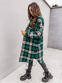 Oversized Plaid Wool Jacket For Women