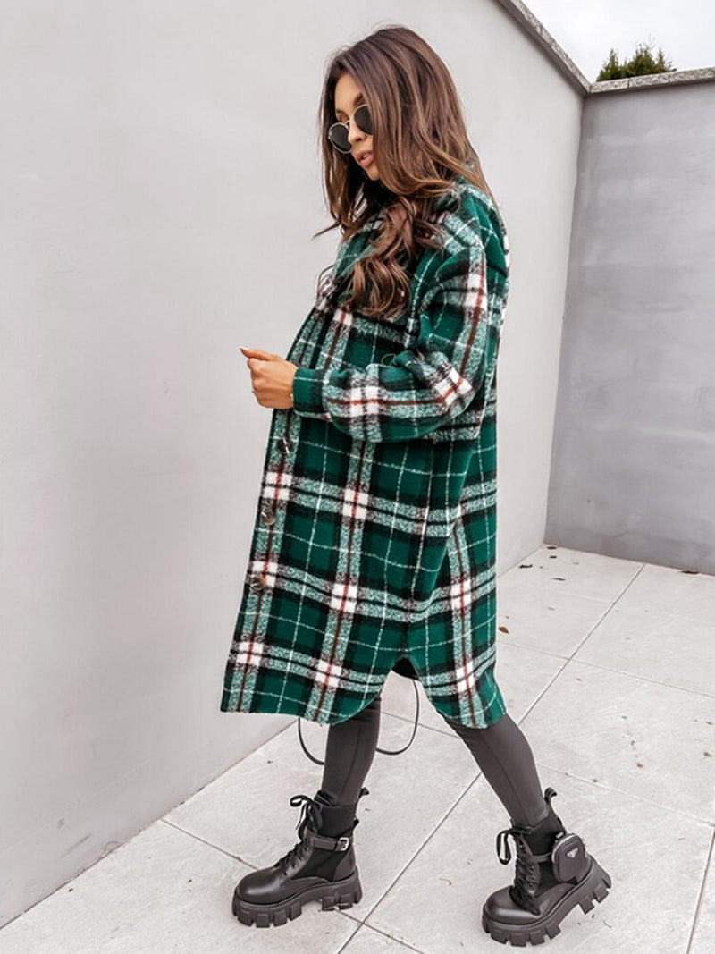 Oversized Plaid Wool Jacket For Women