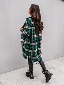Oversized Plaid Wool Jacket For Women
