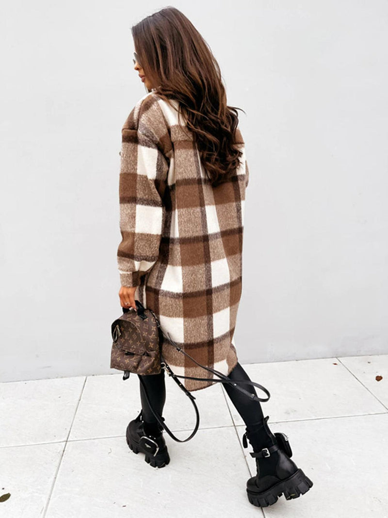 Oversized Plaid Wool Jacket For Women