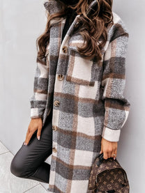 Oversized Plaid Wool Jacket For Women