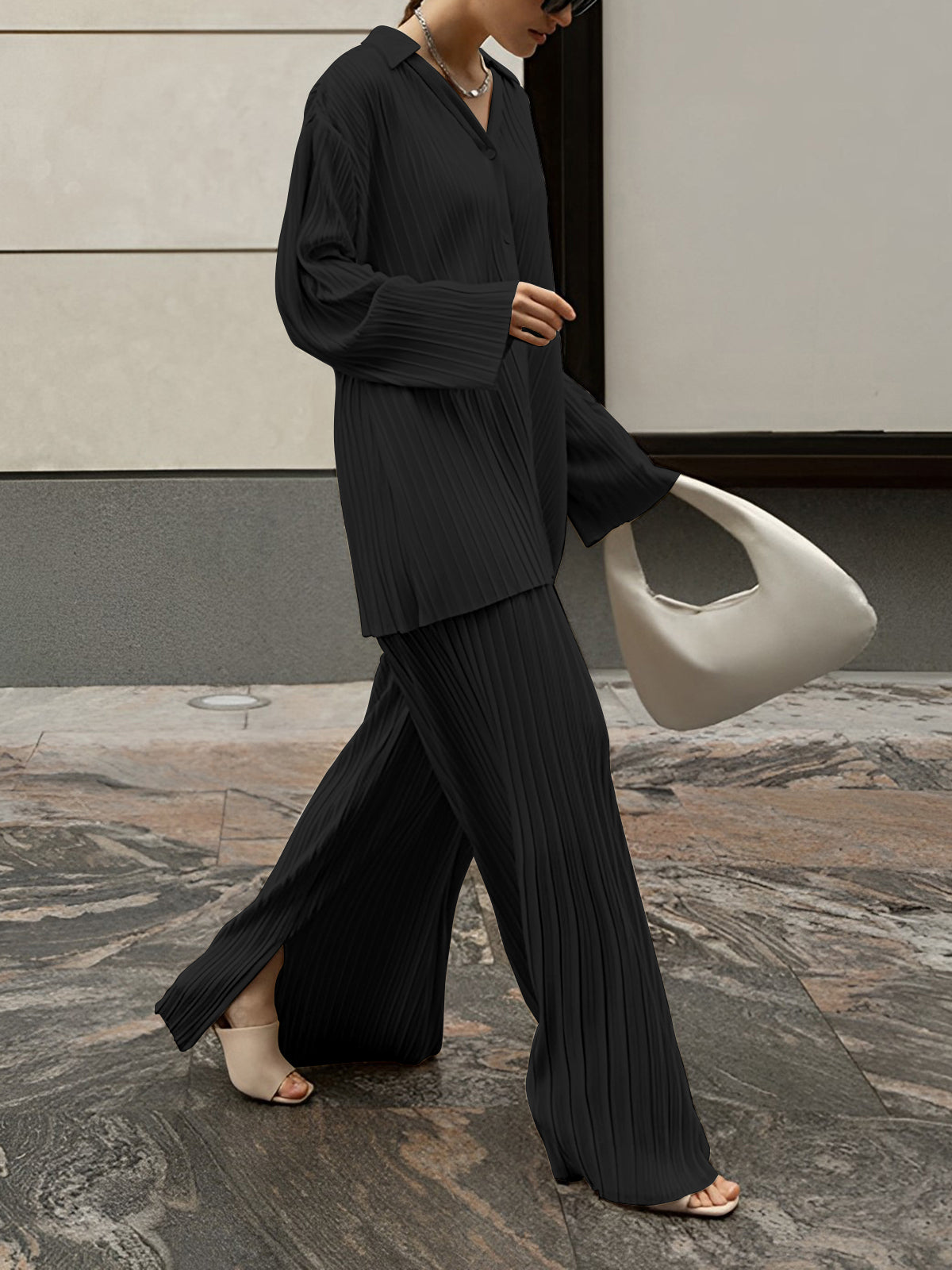 Oversized Pleated Co-ord Pants Set