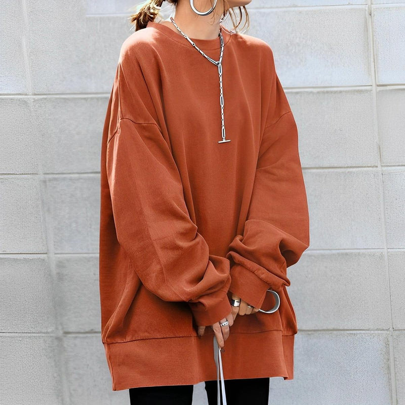 Oversized Pullover For Curvy Women - Soft Knit Fabric, Comfortable Fit