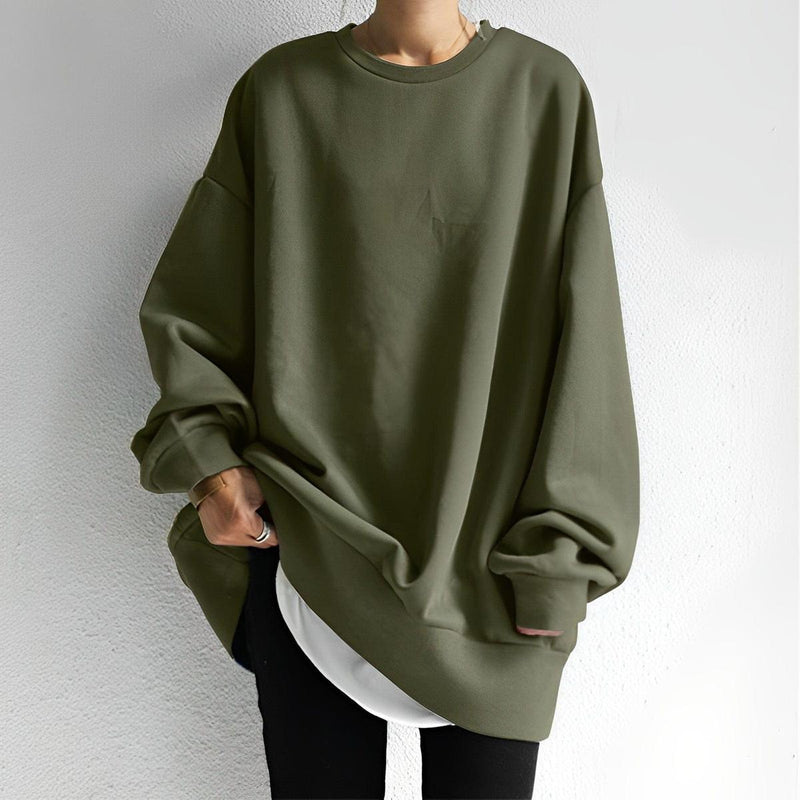Oversized Pullover For Curvy Women - Soft Knit Fabric, Comfortable Fit