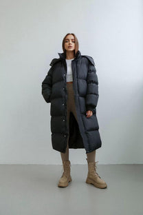Oversized Quilted Puffer Trench Coat For Women