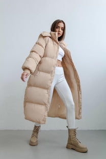 Oversized Quilted Puffer Trench Coat For Women