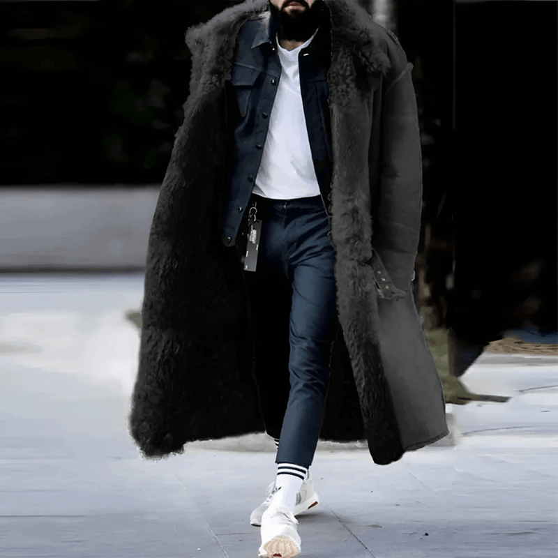 Oversized Shearling-Lined Insulated Trench Coat