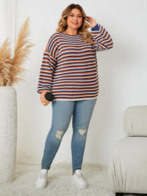 Oversized Striped Wool Blend Pullover Sweater