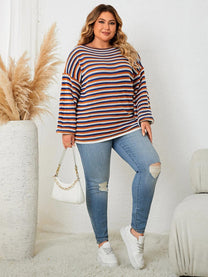 Oversized Striped Wool Blend Pullover Sweater