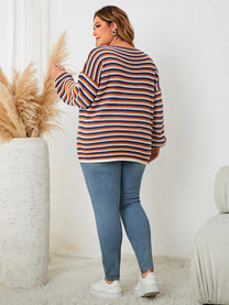 Oversized Striped Wool Blend Pullover Sweater