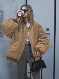 Oversized Tweed Bomber Jacket For Women - Autumn/Winter 2023