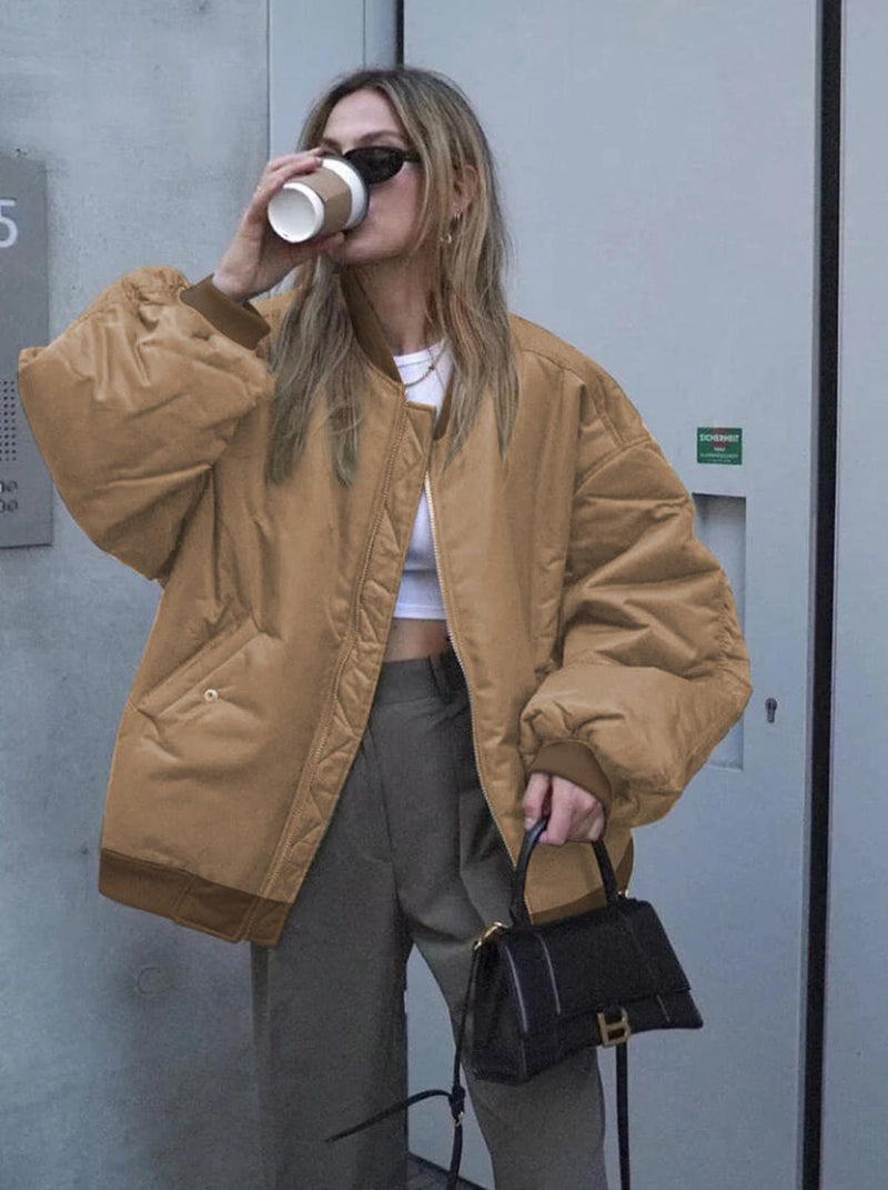 Oversized Tweed Bomber Jacket For Women - Autumn/Winter 2023